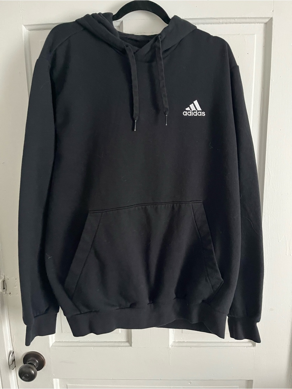 adidas Black Pullover Hoodie with White Logo